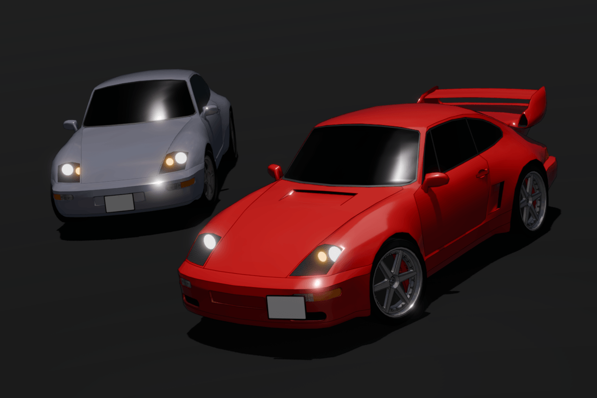 astrev8's tweet photo. old 3d commission work i did for @OKSoft_Games 

these cars are called the 333 and 333rs in-game. https://t.co/VTWKaWezEr