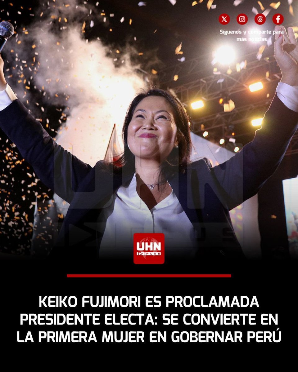 RepublicanoCh's tweet photo. Ya es oficial Keiko Fujimori presidente electa del Perú. Felicitaciones por derrotar al comunismo 🇨🇱🤝🏻🇵🇪 #keikopresidentedelperú https://t.co/23wfs4jl8z
