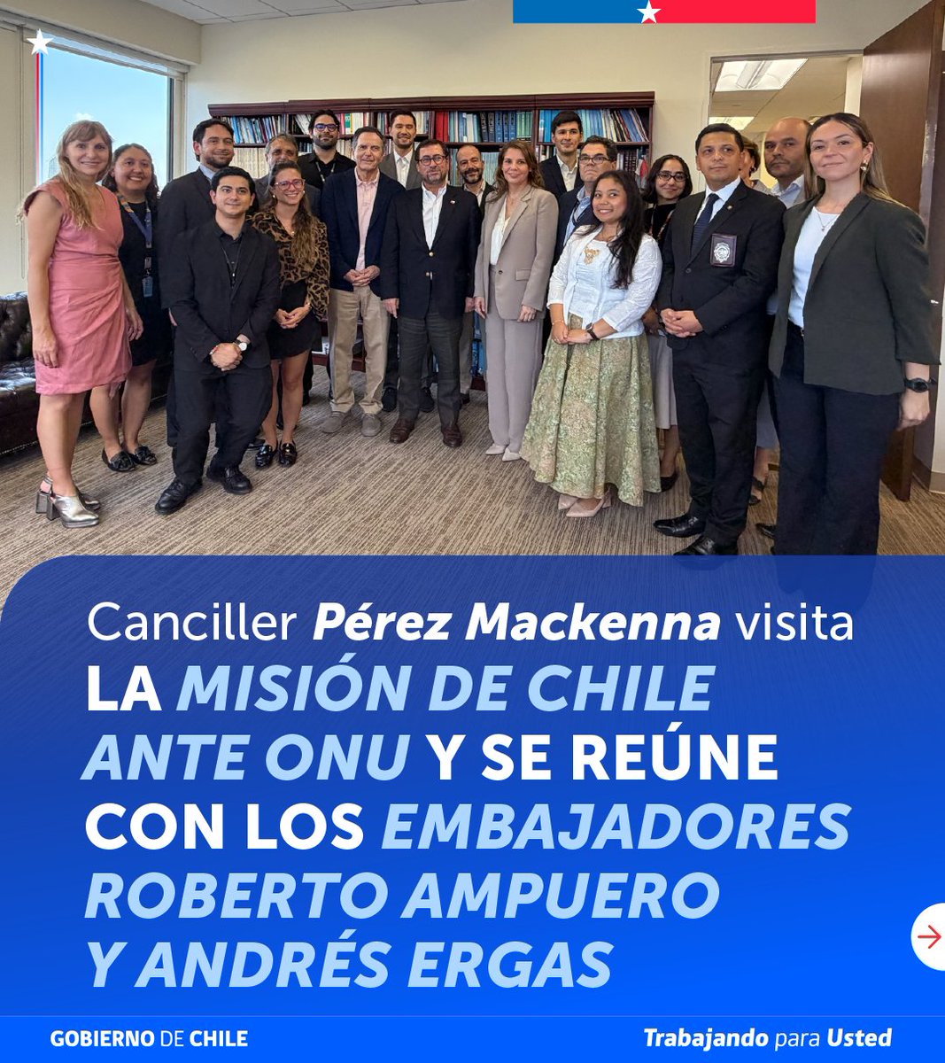 Minrel_Chile's tweet photo. En Nueva York, el canciller Pérez Mackenna visitó @ChileONU, donde se reunió con los embajadores Roberto Ampuero y Andrés Ergas, para abordar los principales objetivos de la agenda de política exterior del país: seguridad, crecimiento y construcción de confianzas. 🇨🇱 https://t.co/hXeUF54rSe