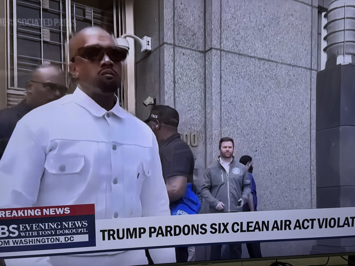 squawk49's tweet photo. @CBSEveningNews just a quick helping hand….this is not Diddy Combs as you were talking about him and not getting a pardon. This is Ye. Do better @bariweiss https://t.co/MVRtnz6IVp