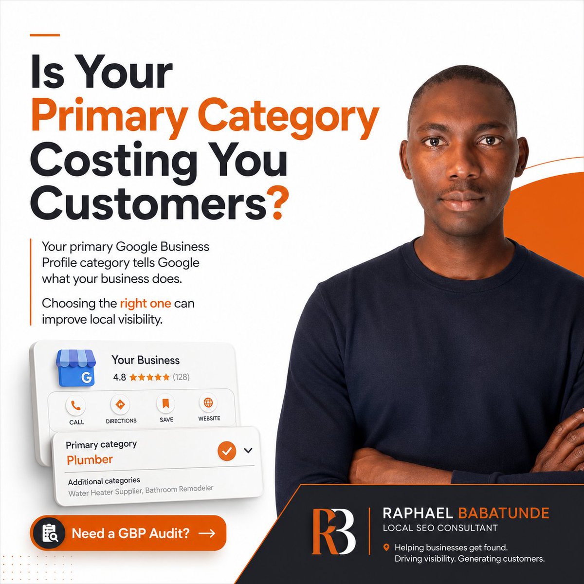 raphael_olumide's tweet photo. Your primary Google Business Profile category is one of the strongest local ranking signals.

Choosing the wrong one can reduce your visibility before customers even find you.

Is your primary category helping or hurting your business?

#LocalSEO #GoogleBusinessProfile https://t.co/KvCU0qI6Ho