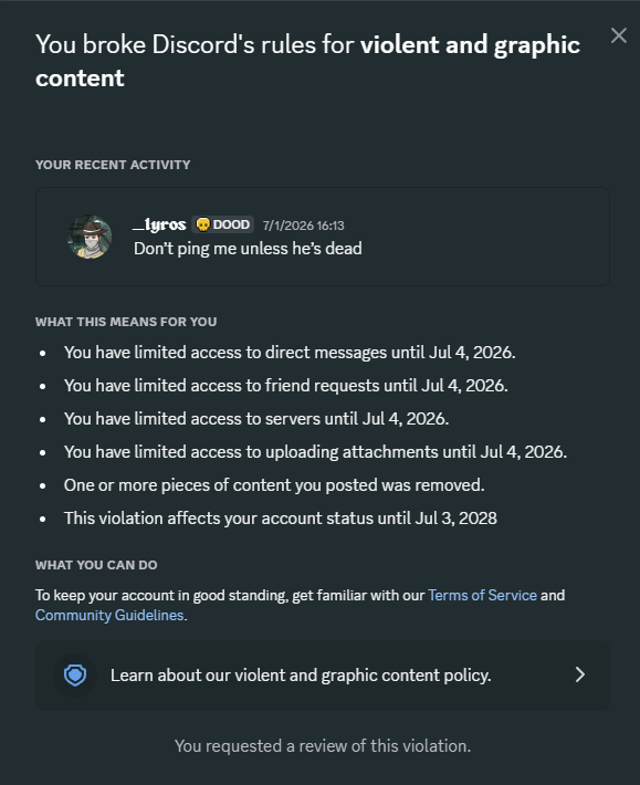 LyrosHazard's tweet photo. @discord Suck my dick https://t.co/PQUJdSe5uo