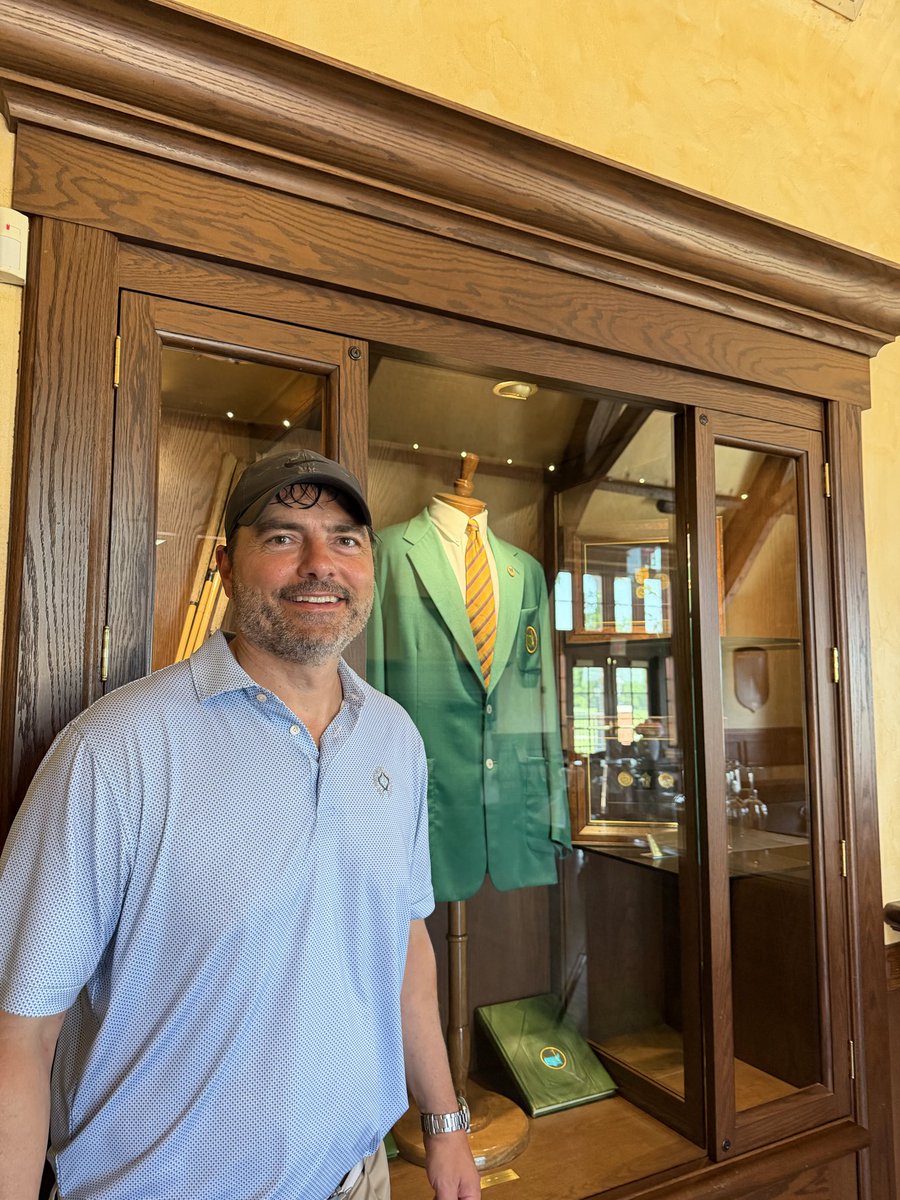 Neil_L_Johnson's tweet photo. A quick glimpse and photo of one of the few Masters Green Jackets not in Augusta. They didn’t let me try it on… (guess where the 2 are located?) https://t.co/iCrZvrloIn