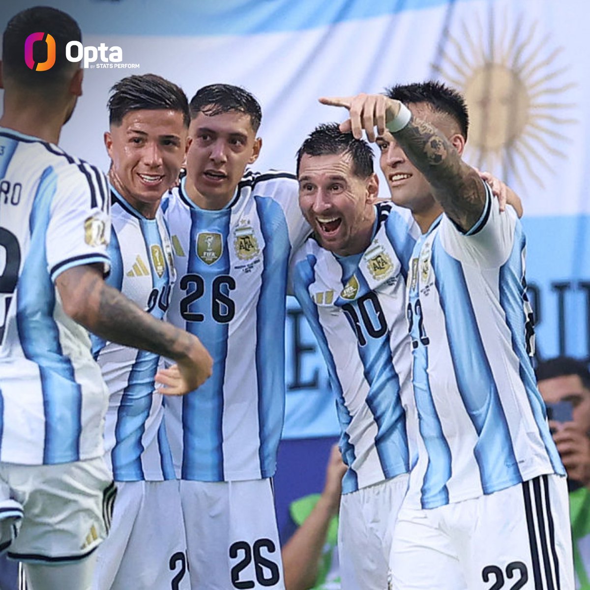 OptaPaolo's tweet photo. 7 - Lionel #Messi è diventato il primo giocatore nella storia della Coppa del Mondo FIFA a segnare sette o più gol in due diverse edizioni del torneo (2022 e 2026). Taumaturgico.

#ArgentinaCapoVerde https://t.co/Pf5Nvk4XrS