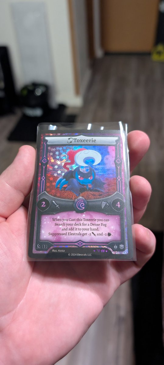 Morsbringe's tweet photo. @Elestrals @aDrive_tK bought a couple packs to try and get my mom into the game. Found this absolute gem. https://t.co/3i4cVRC5Y7