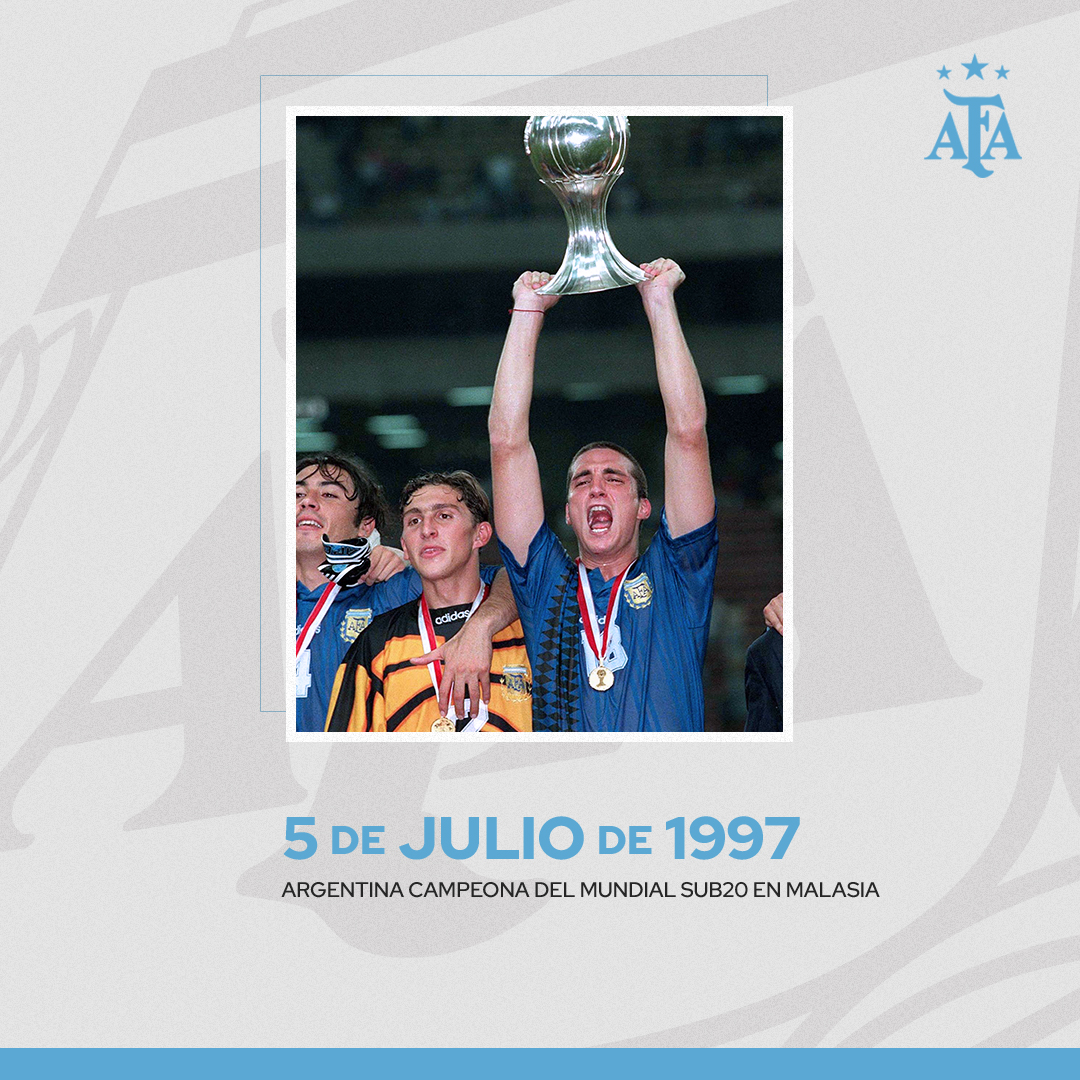 Argentina's tweet photo. #Efemérides 🧐 Se cumplen un nuevo aniversario de la conquista del Mundial #Sub20 en Malasia. https://t.co/h2ViGPKs2L