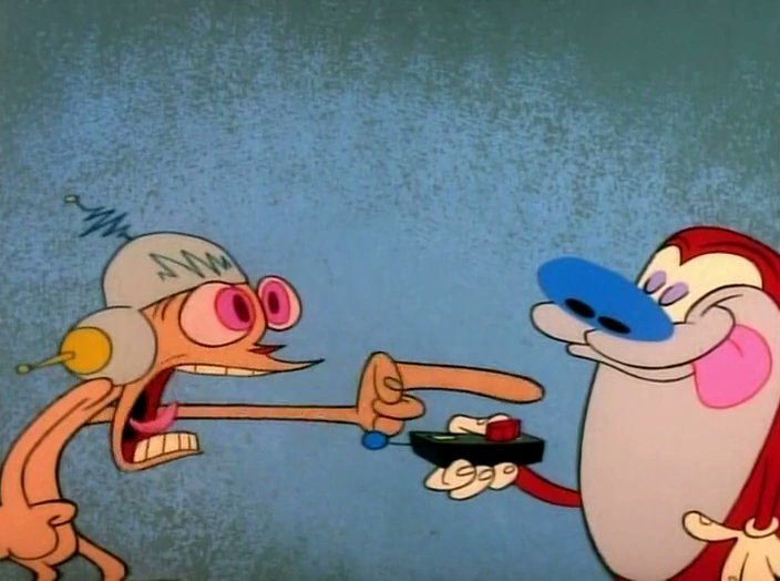 LegionDaBrit's tweet photo. "YOU SICK LITTLE MONKEY, WHY I OUGHTA-" Decided to redraw a scene from Stimpy's Invention based off earlier layout drawings https://t.co/KIfqE83peI