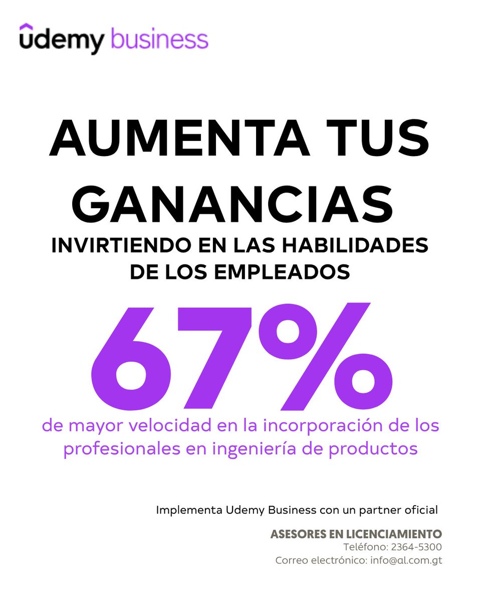 somosALgt's tweet photo. Con #UdemyBusiness logras un 67% de mayor velocidad en la incorporación de profesionales en #Ingenieria de productos.
Aumenta tus ganancias optimizando el aprendizaje de tu equipo técnico junto a un partner oficial🤖
¡Contáctanos! 
📞2364-5300 
✉️info@al.com.gt
#Onboarding #gt https://t.co/HscMxiAOSR