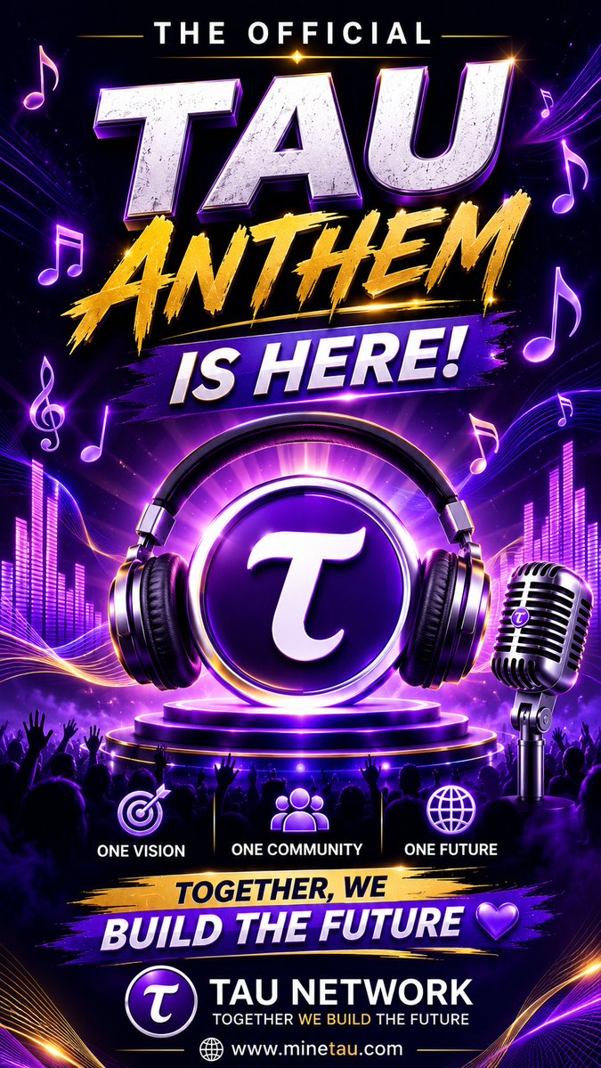 Tau_CoreTeam's tweet photo. 🎶 The Official Tau Anthem Is Here! 🚀

Today marks another proud milestone in the Tau journey as we officially launch the Tau Anthem for our Tau Network Global Community.

This anthem is dedicated to every 
💜Miner, 
💜Contributor,
💜Ambassador, and
💜Prime Contributor 
who has stood with Tau from the beginning. 

It represents our shared vision, unity, determination, and commitment to building a stronger future together.

More than just a song, the Tau Anthem is the voice of our community—a celebration of the passion and spirit that drive the Tau movement forward.

🎵 Turn up the volume, share it with the world, and celebrate this special moment with the entire Tau family.

💙 One Community. One Vision. One Anthem.

Together We Grow. Together We Succeed. 🚀

https://t.co/4n2TCwVj4f

https://t.co/zLddO3iMbv

#Tau #TauAnthem #TauNetwork #TauCommunity #TogetherWeGrow #OfficialLaunch

Official Tau Anthem: Click on the link below 👇 

https://t.co/4kboiHqGHD

 Disclaimer :- 
Music generated using Google Gemini Lyria.
Lyrics: Google Gemini Lyria.
Video: Tau Network

© 2026 Tau Network. All Rights Reserved.