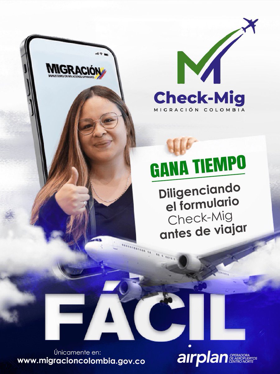 MigracionCol's tweet photo. #TipsViajeros🧳 | #CheckMig es un pre-registro no obligatorio que te permite ahorrar tiempo en tu proceso de control migratorio. Diligéncialo sin costo aquí 👇🏼
https://t.co/vbM1Fc8o2P https://t.co/YxPr5JgHq5