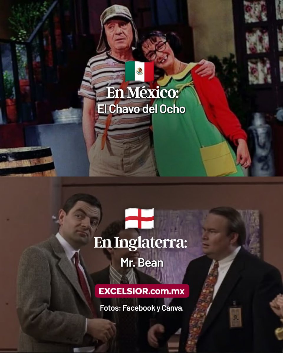 Excelsior's tweet photo. ✨El Mundial también se juega fuera de la cancha. Antes del silbatazo, México e Inglaterra ya protagonizan un divertido duelo de íconos: de los tacos al fish and chips, de El Chavo a Mr. Bean y de Los Bukis a The Beatles. ¿Con cuál te quedas en cada enfrentamiento?
#México #Inglaterra #Mundial2026 #ExcélsiorInforma