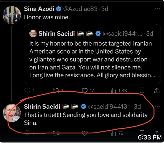 Maj_mohammadi's tweet photo. The only thing that I can say to this lovey-dovey correspondence &amp; ostentatious affection between these two IRI apologists is:
Get a room!
They are in the business of kissing IRI's officials, each other, and even their own ass. https://t.co/v7IYuXxWME