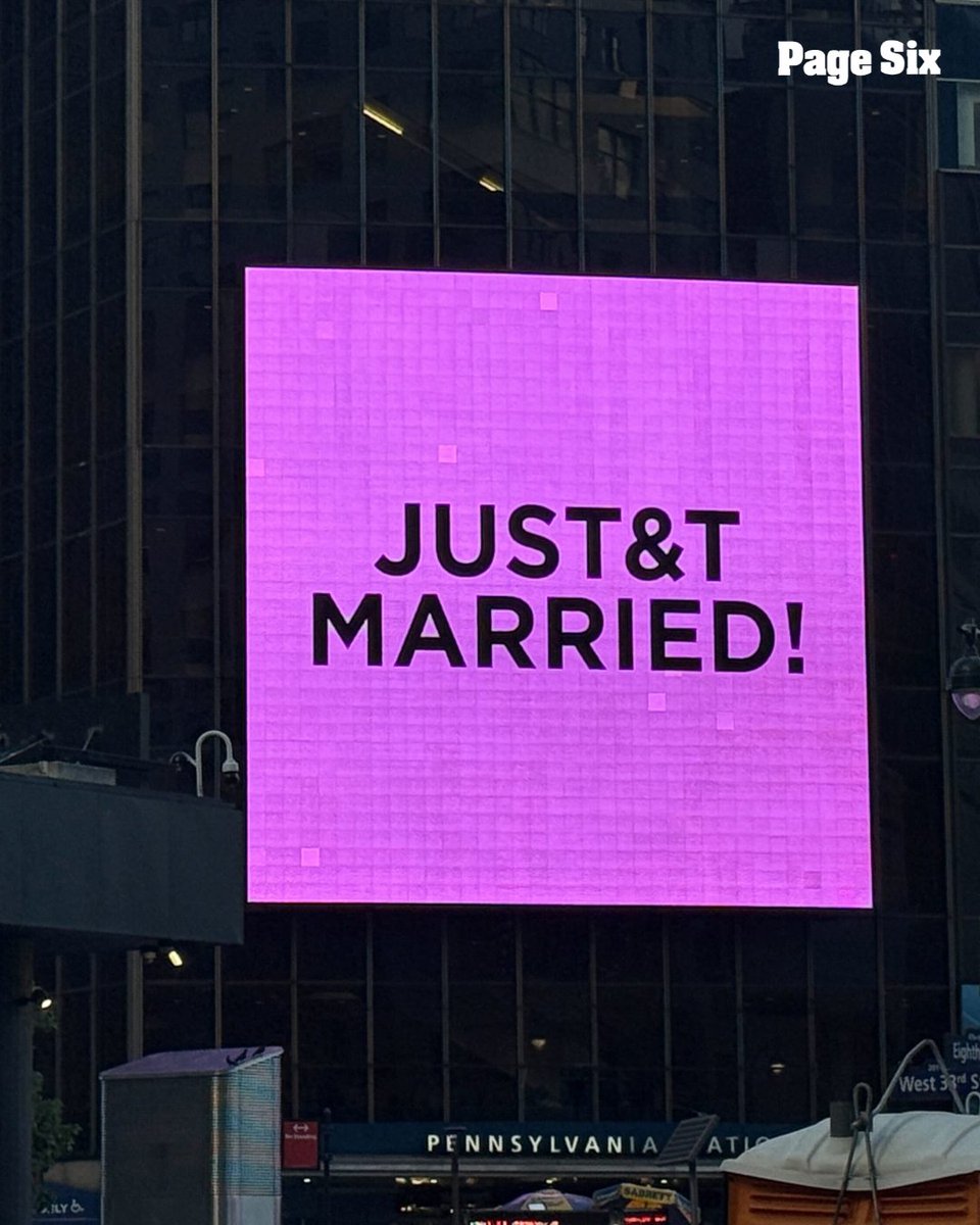 PageSix's tweet photo. AHHHH!! New signs outside MSG confirm IT HAS HAPPENED I repeat Taylor and Travis are married!! 🎉👀

📸: Reuters; Page Six https://t.co/mBzKH9MYqg