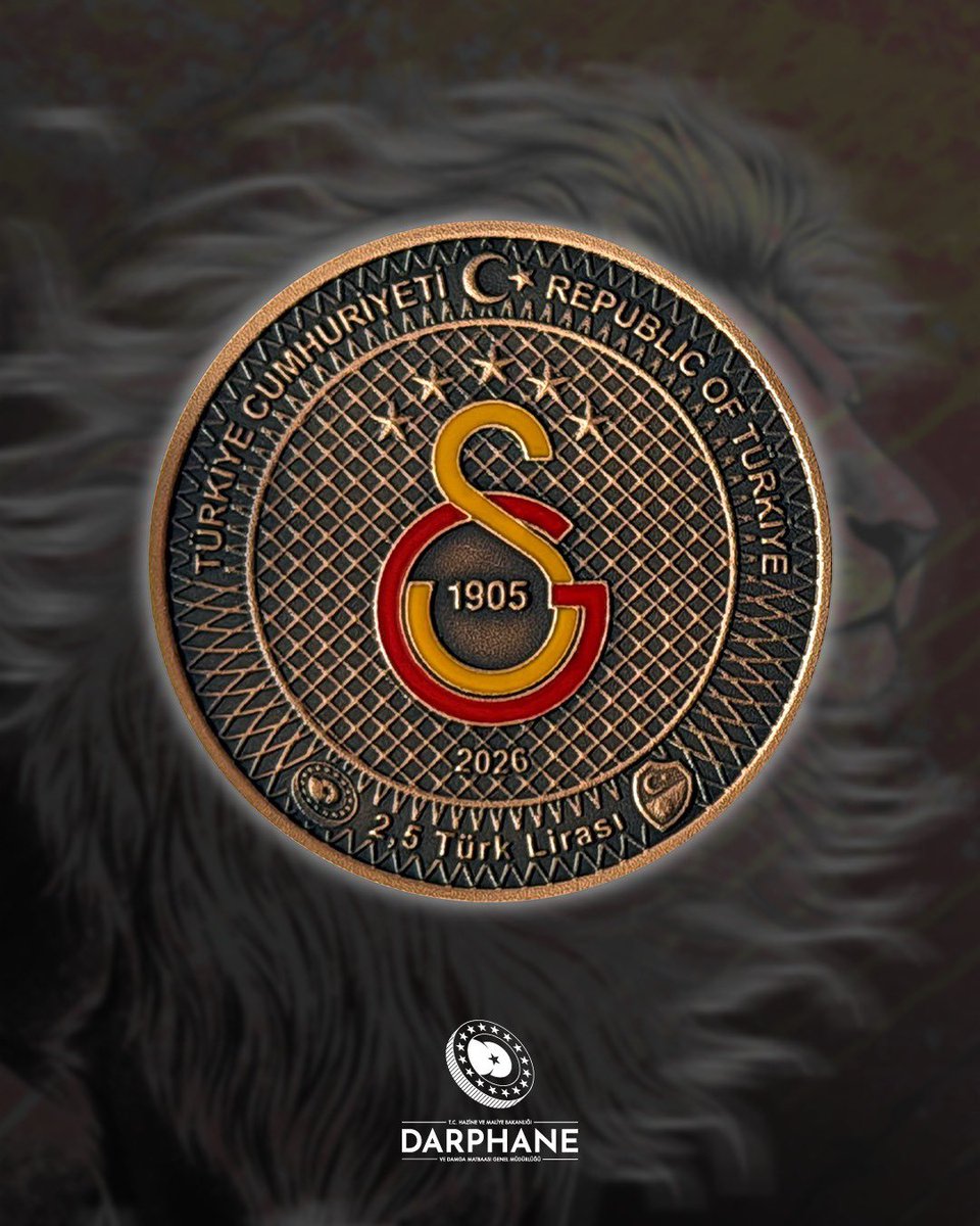 pusholder's tweet photo. Darphane, Galatasaray'ın 26. şampiyonluğuna özel Bronz Hatıra Parası bastı. https://t.co/CuFk8XPuBa