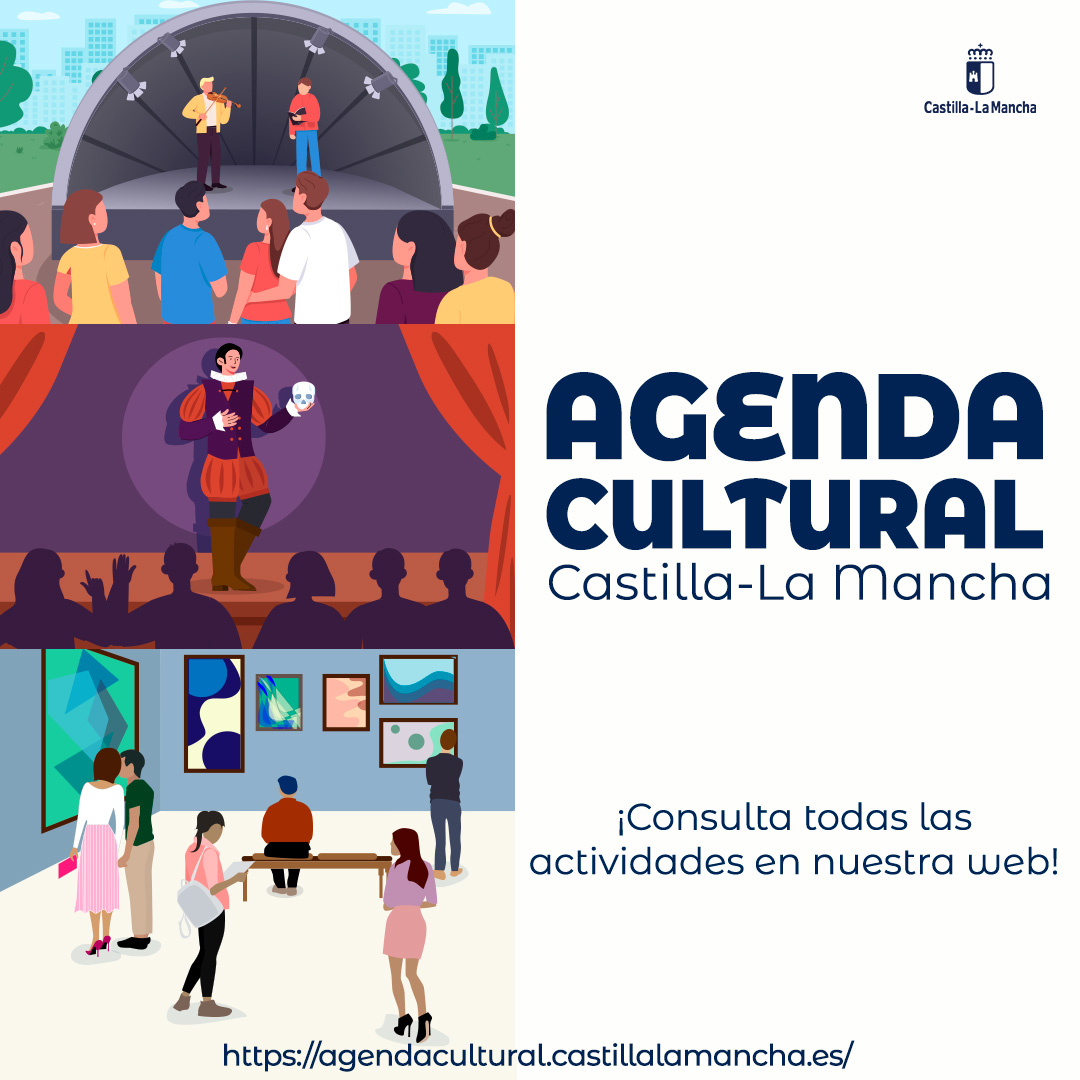 gobjccm's tweet photo. 🎭 ¿Buscas planes culturales en #CLM? 

🎶📽️ Todo lo que pasa en nuestra región está en la Agenda Cultural: conciertos, teatro, exposiciones, festivales, cine, actividades familiares…

➡️ https://t.co/2u31H90xsh https://t.co/FGeaQEsVNp