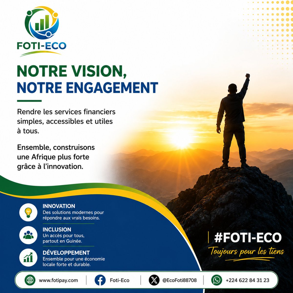 EcoFoti88708's tweet photo. Le futur des paiements digitaux en Afrique commence maintenant.
FOTI-ECO travaille sur des solutions simples, accessibles et adaptées aux réalités locales.
💳 Paiements • 💡 Factures • 🤝 Tontines • 📱 Services numériques
#FOTIECO #FOTIPAY #Innovation #FinanceDigitale #Guinée https://t.co/Yh9GWG1UAc