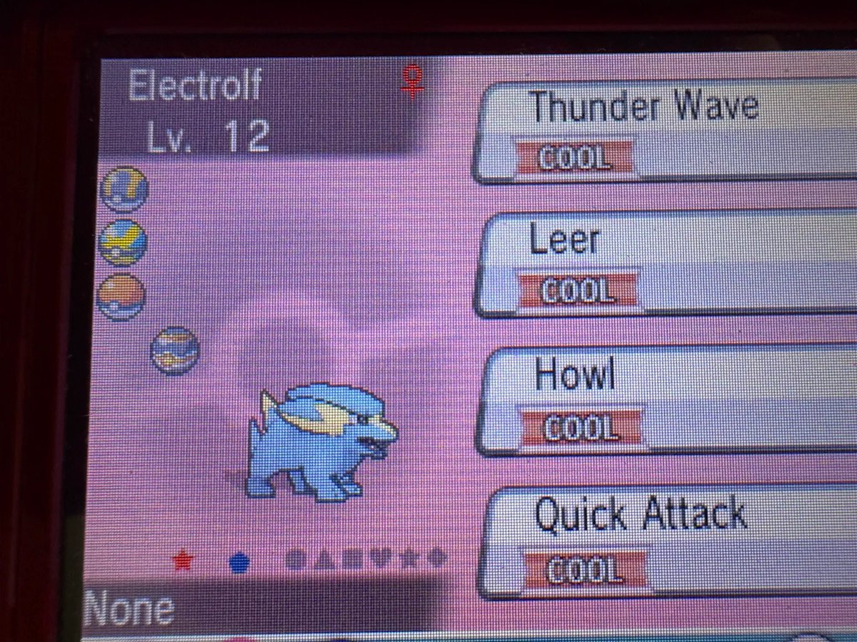 OmegaX5000's tweet photo. Got a triple #shinypokemon update! I caught 2 #shiny Electrike in OmegaRuby to round out that line and my third shiny Goldeen after an absurd 1315 SOS KOs. https://t.co/OmPqIwaAZo