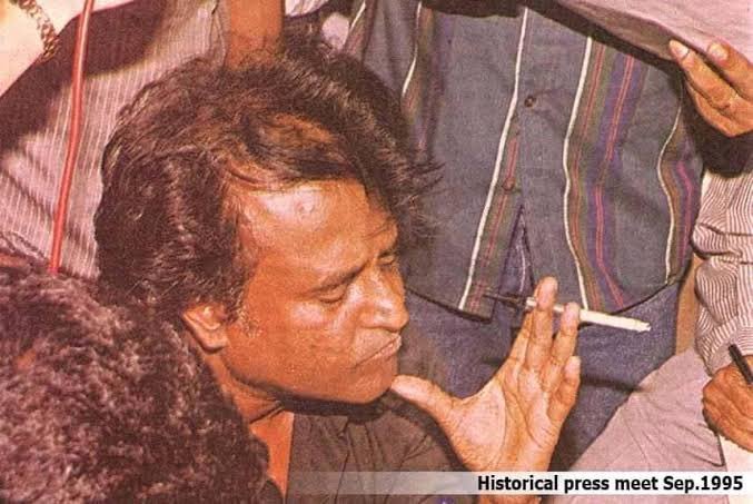 Mr_Optimistic14's tweet photo. 1995 One press meet from Thalaivar is bigger than an entire cinematic experience and it changed the history forever. https://t.co/jMtOuhBeJn