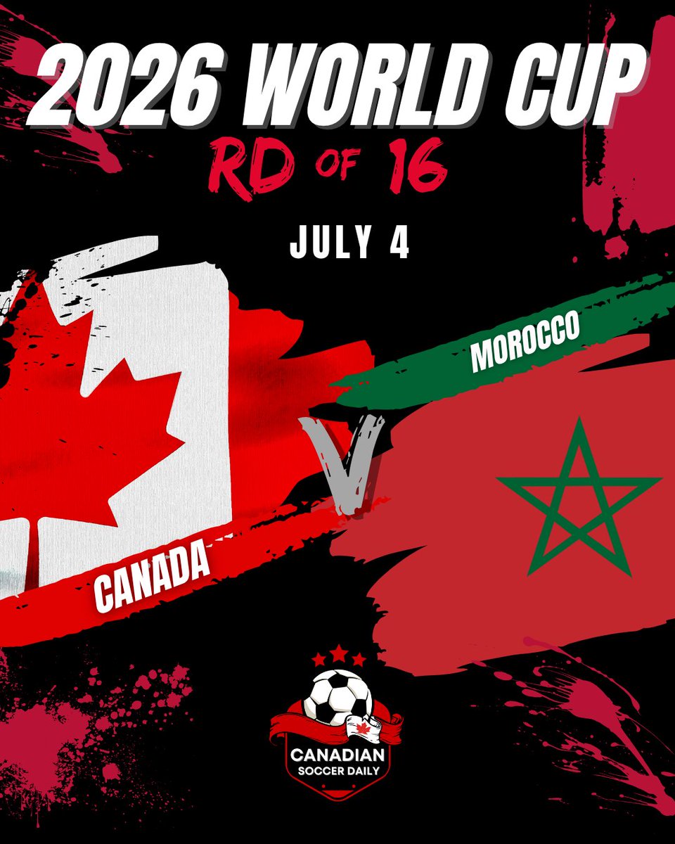 CANSoccerDaily's tweet photo. IT'S #CANADA MATCHDAY AT THE #FIFAWORLDCUP ⚽

#CanMNT takes on #Morocco in the 1st Round of 16 match in Houston, looking to keep making history 💪

https://t.co/TQwnOE5hUi https://t.co/6RpY82ng5o