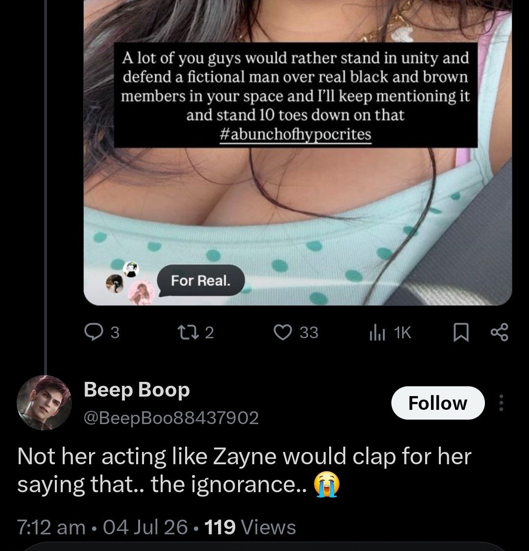 ZaylusWifie's tweet photo. So we are being openly racist now? Wow.. I'm so shocked wowowow. Ladstwt caring so much abt a man but being racist to real women.. never seen something like that before. https://t.co/YUS2KAOGUw