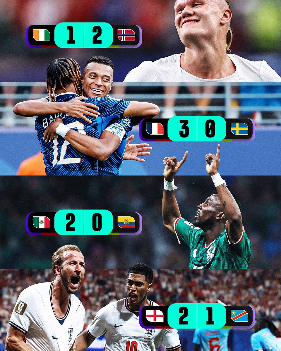 FIFAWorldCup's tweet photo. Round of 32 results 🔒

#FIFAWorldCup