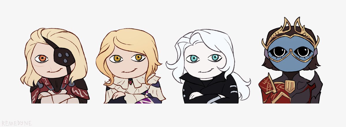 Remedyne's tweet photo. The three horsemen of "light hair, colorful eyes"
And Roathe...
#warframefanart https://t.co/KUof1h5GAm