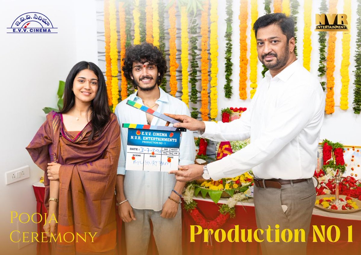 madurimadhu1's tweet photo. The Legendary @EvvCinema Production No.10 &amp; @NVRENTMT Production No.1 begins with auspicious Pooja Ceremony ✨

Gear Up for an Incredible Journey with @HarshRoshan7 &amp; @priyankaachar 🫶

@Arunbal21778947 @Shreeranjani04  #NVKrishnaReddy @EvvAryanRajesh @Vineel_2002 https://t.co/nz7bv0KVft