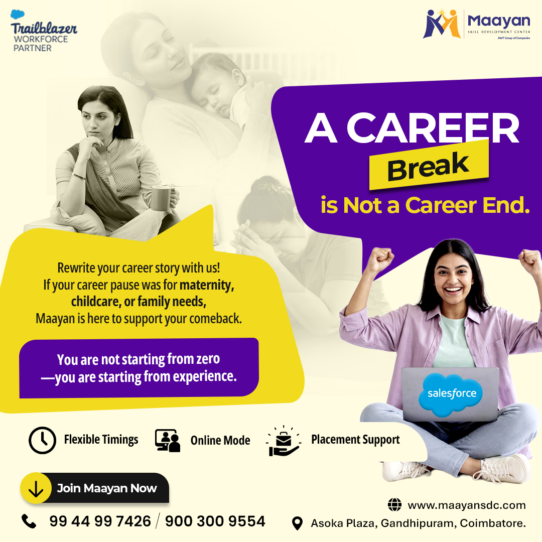 MaayanSkill's tweet photo. #Maayan supports women to lead, build, nurture, organize, teach, and transform, even after a #careerbreak.
We invite women who have paused their careers after marriage, or for any reason. Call Maayan for counseling on what to do next.
📞 900 300 9554
#MaayanSDC #CareerBreak https://t.co/9YEPjevjS9