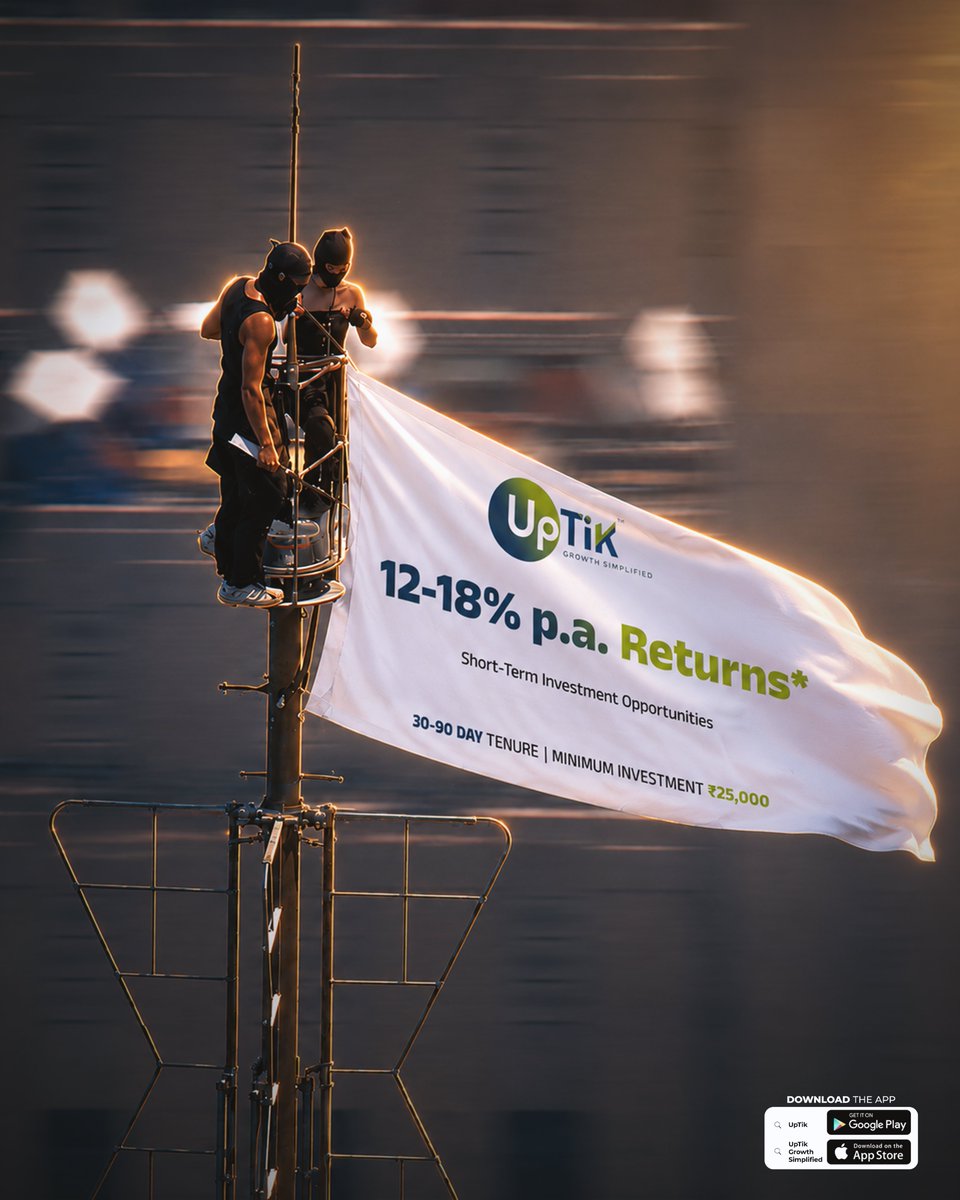 UpTikOfficial's tweet photo. Raise your expectations.

Explore short-term investment opportunities with 12–18% p.a. returns* on UpTik.

✔️ 30–90 day tenure
✔️ Starts from ₹25,000
Download the UpTik app.

#UpTik #GrowthSimplified https://t.co/d0LS06UJMV