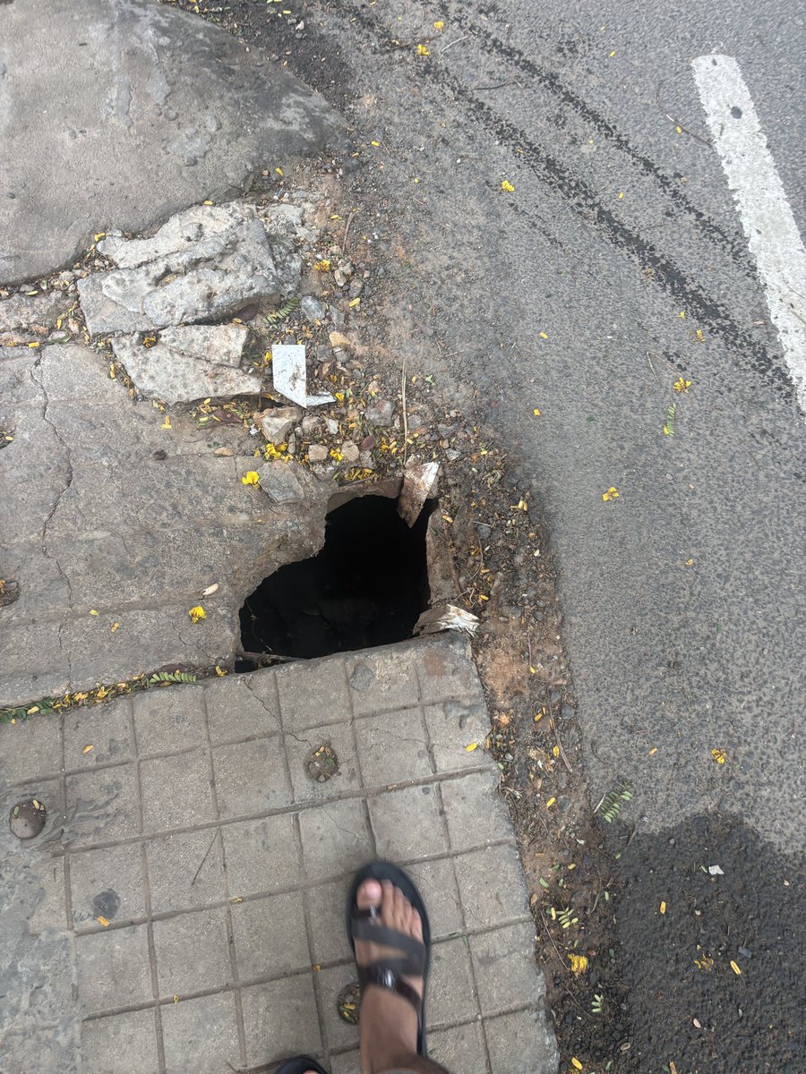 NimmaNikhil's tweet photo. Respected Shri @krishnabgowda sir, I
wholeheartedly appreciate your effort to clear the Bengaluru Footpaths for Citizens and Dogs to peacefully walk
But the real issue is there are Drainages which are legally called as Footpaths, but more dangerous than the potholes of Bengl'r https://t.co/y45PL0ujGL
