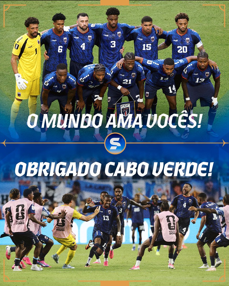 sportv's tweet photo. O MUNDO AMA VOCÊS, CABO VERDE! 🇨🇻❤️🌍

Vocês lutaram até o fim, deram tudo em campo e mostraram uma entrega absurda do primeiro ao último minuto. Pode não ter sido o resultado, mas foi história. Uma seleção que ganhou respeito, ganhou torcida e deixou sua marca nessa Copa do Mundo. 🧠🔥

Orgulho de quem competiu de igual pra igual com gigantes e saiu de cabeça erguida. 👏🇨🇻

Contém texto alternativo

#CopaDoMundo #ViveNaGente #CaboVerde #Vozinha #Futebol
