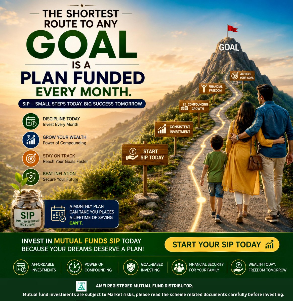 paragarvindshah's tweet photo. Parag Arvind Shah 
AMFI Registered Mutual Fund Distributor 
ARN-271139
The shortest route to any goal is a plan funded every month. Stop wishing, start building. A monthly SIP turns dreams into reality. 📈 

#SIP #WealthBuilding https://t.co/1RzYIQ6tZB