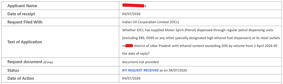 vikascc28's tweet photo. Today I have submitted my first RTI application, let's see  what reply I'll get from the concerned Petroleum Ministry through the RTI website https://t.co/R8OcXDGfoM
#RTI #RTIonline

@NICMeity @DoPTGoI @PetroleumMin https://t.co/7L8Yhqe2LL