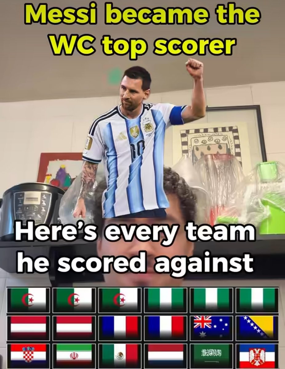 AIronyAlert's tweet photo. @SelflessCricket Only 2 goals against TOP teams. Rest all against small teams. Same like Club, never ever performed in Important Knockout matches for Barca and PSG 😂 https://t.co/raNJveicBa