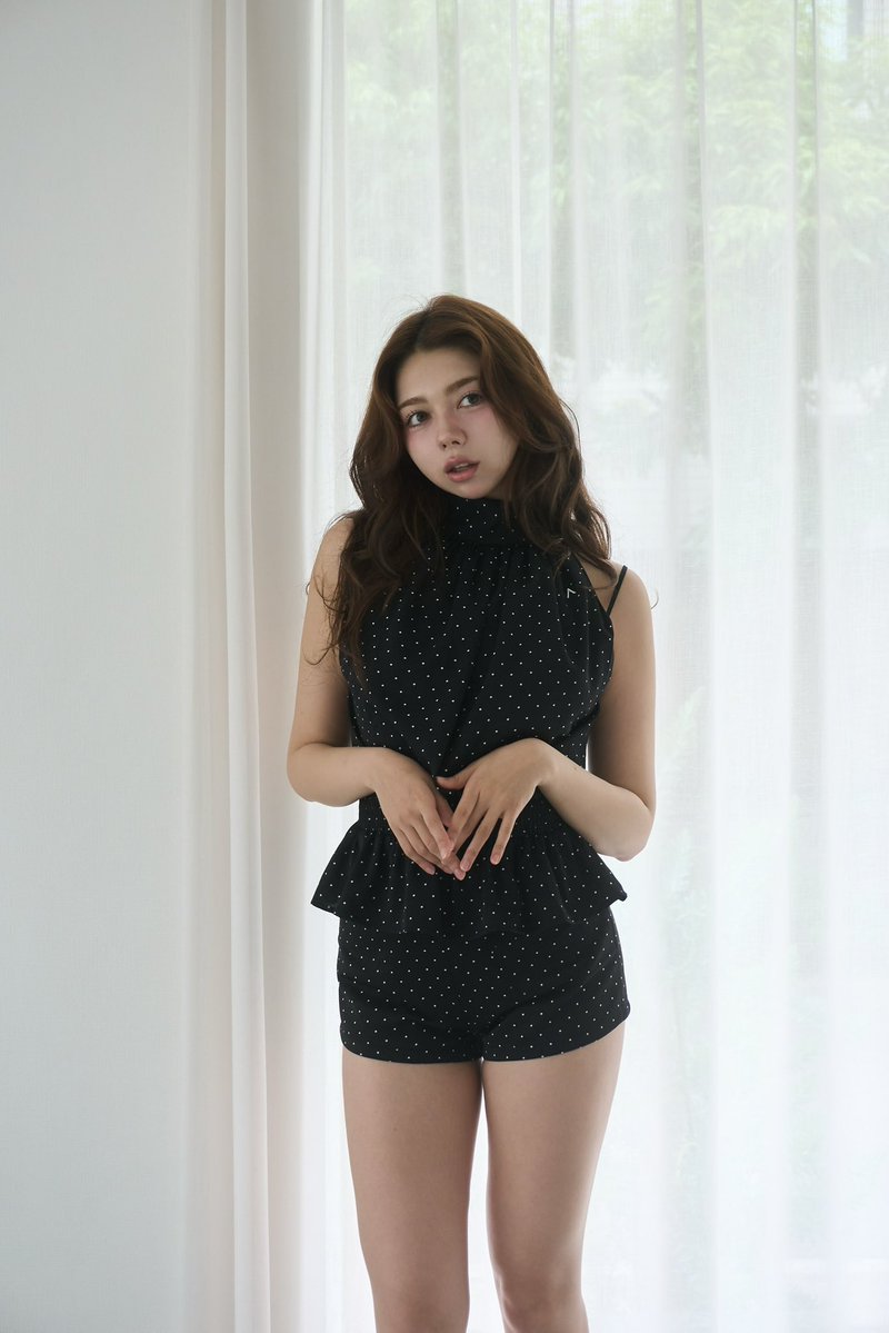 Dot balloon blouse set up color ivory/black size s/m ¥17,600-tax