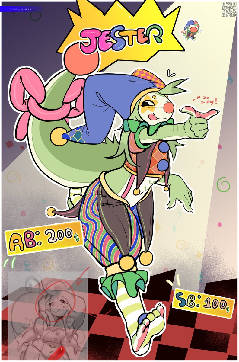 ShidaWinnku's tweet photo. 🟢🔴🤡 Jester Adopt ! ! (Starting at 100$)
More info below 🧵: https://t.co/mW186cffE5
