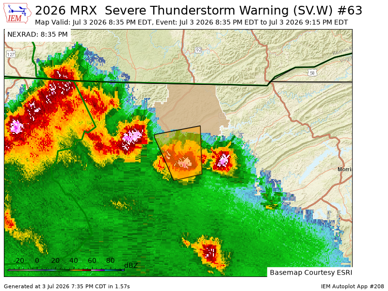 ETSKYWARN's tweet photo. MRX issues Severe Thunderstorm Warning [wind: 60 MPH (RADAR INDICATED), hail: 0.75 IN (RADAR INDICATED)] for Anderson, Campbell [TN] till 9:15 PM EDT https://t.co/JCHTwmuuyd https://t.co/MdCIlmfsVB