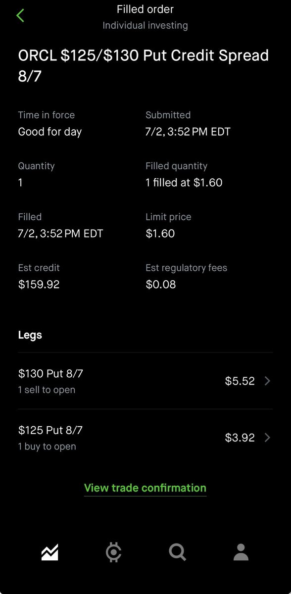 FridgeFinancial's tweet photo. New trade open: Put Credit Spread on Oracle (ORCL) 📊

Bullish call options flew into Oracle yesterday and the dealers are positioned at 144, 145, and 148. Put Credit Spread at 130/125 for $160 premium that expires August 7th 💰 
#trading #optionstrading #optionstrader https://t.co/1gRdafKbA5