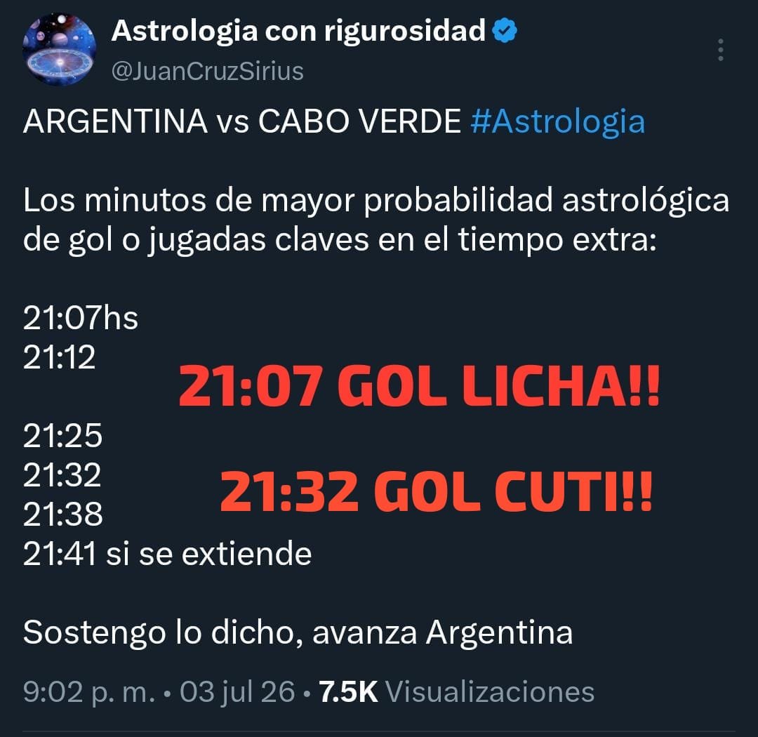 JuanCruzSirius's tweet photo. SIN PALABRAS LA PRECISION DE LA ASTROLOGIA

Vamos Argentina carajo!!!

https://t.co/EdM1vyL0cj https://t.co/gvvA4hOYgD