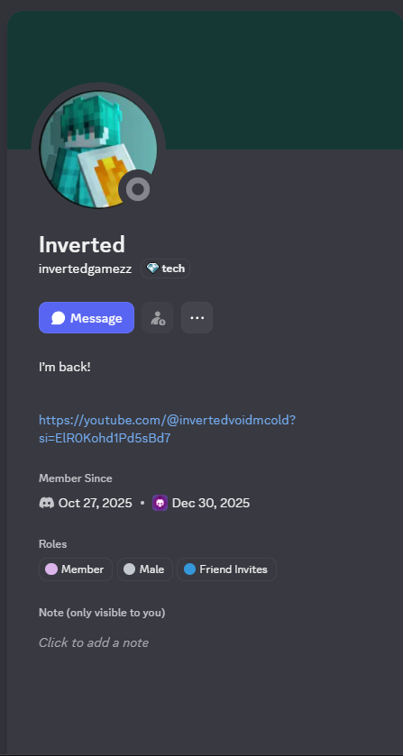 ttv1nvertedYT's tweet photo. Just gonna let people know im getting impersonated for some reason so make sure that if you see anyone saying anything its my ACTUAL accounts. all my IGN's and socials are gonna be in my bio from now on so if its not in my bio ITS NOT ME (also repost ts nobody knows me but wtv) https://t.co/Dh694J15iz