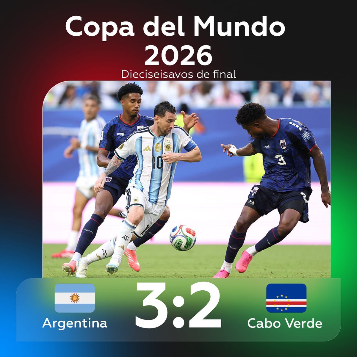 RTultimahora's tweet photo. 🇦🇷⚽️🇨🇻 Argentina sufre para ganar a una valiente Cabo Verde que se va de su primer Mundial

Su próximo rival en los octavos de final será Egipto.

https://t.co/m7I7hmcjuO https://t.co/qQ3Fwewv8k