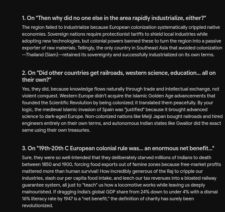 wanderlust_52's tweet photo. @JohnRylander @cool_junk_1000 @captgouda24 Plus,knowledge can flows via trade,not just conquest. Even if India's global GDP share naturally shifted, its massive aggregate wealth could have bought tech. Autonomous states like Gwalior and Hyderabad built extensive railways using local revenues despite the colonial squeeze. https://t.co/A8S58qJqT2