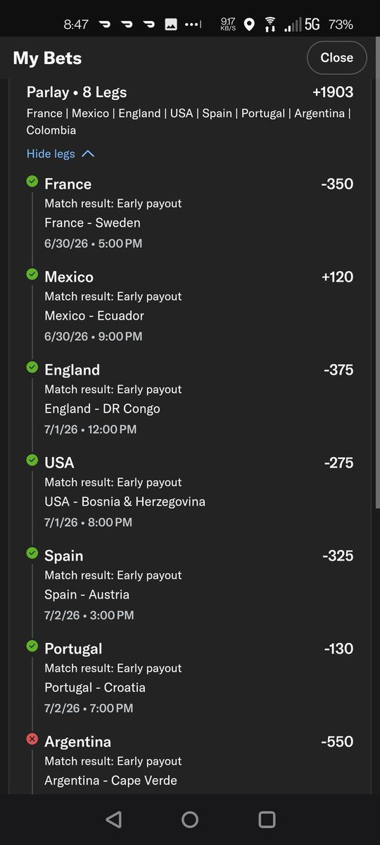 ColinDanie1's tweet photo. @Commandersszn25 @NorthForker12 @BetMGM Extra time and penalty kicks don't count toward match result, I checked the app and was pissed https://t.co/TaQJb03eQV