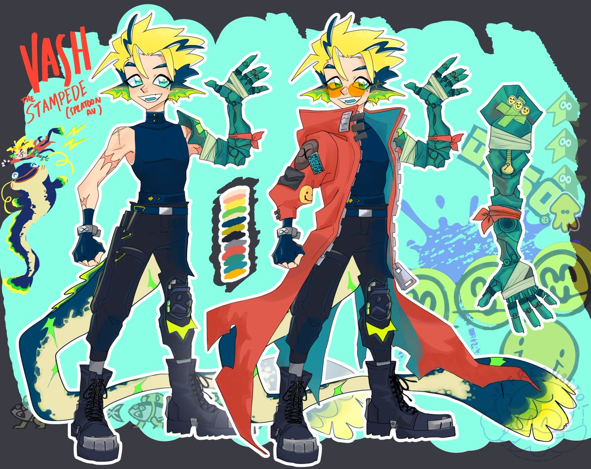 fresh8cto's tweet photo. last minute addition to my artfight lineup.. zapfish vash!
[ #splatoon #trigun ] https://t.co/6sccaTNwgI
