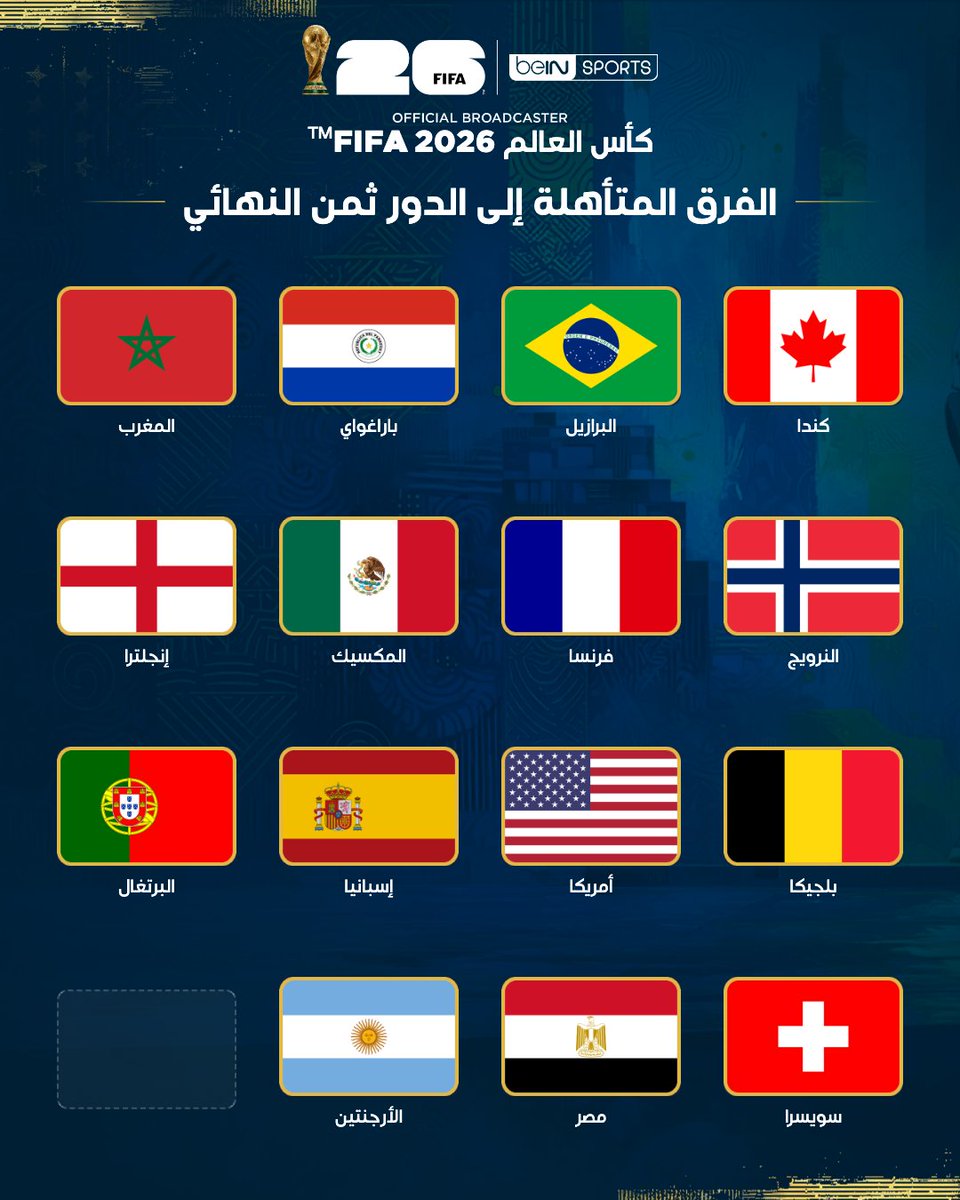 beINSPORTS's tweet photo. ⌛️ 15/16
🇦🇷✅ المنتخب الأرجنتيني يواصل حملة الدفاع عن لقبه ويبلغ الدور ثمن النهائي  🏆🔥

📦 اشترك الآن 👇

🔗 https://t.co/DWnvoh4EGW
📱 https://t.co/alkogGtHdW

#كأس_العالم2026 | #مونديال2026 | #كأس_العالم
#FIFAWorldCup2026 | #FIFAWorldCup | #beINWC26 https://t.co/16SeySVxBp