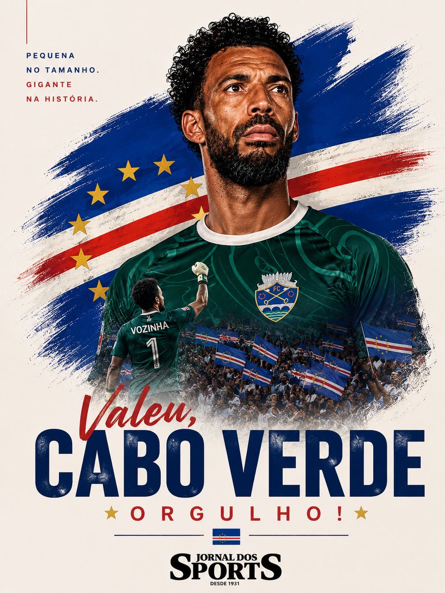 JornalDosSports's tweet photo. Há eliminações que doem. 

Outras consagram. 

Cabo Verde não volta para casa derrotado. 

Volta eterno. 

Na primeira Copa do Mundo de sua história, conquistou algo que ninguém poderá tirar: o respeito do planeta. 

Obrigado, Vozinha. 

Obrigado, Tubarões Azuis. 🇨🇻❤️ https://t.co/56wwLgSGof