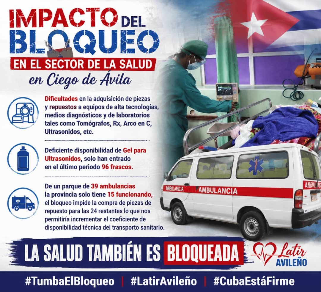 DMECiegodeAvila's tweet photo. Basta ya de sanciones y cerco económico, el bloqueo afecta al pueblo cubano. #TumbaElBloqueo #LaPatriaSeDefiende #LatirAvileño #CiegodeAvila https://t.co/iJ2sao35AO