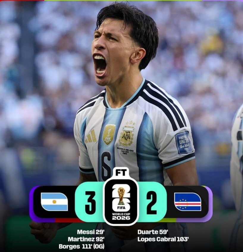 vikaskumar2310's tweet photo. Argentina wins...

Messi magic once again showed us why we called him GOAT

#Messi #Argentina https://t.co/Y93sqTMQvO