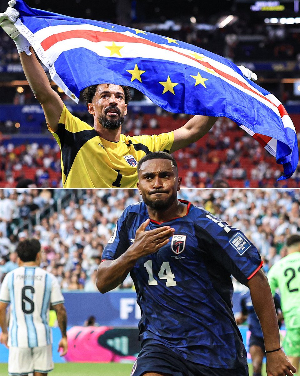 FootballFactly's tweet photo. 🇨🇻 Cape Verde’s 2026 World Cup Journey

🇪🇸 0-0 vs Spain — Shocked the football world by holding one of the tournament favorites.
🇺🇾 2-2 vs Uruguay — Showed they belonged on the biggest stage with a fearless performance.
🇸🇦 0-0 vs Saudi Arabia — Secured a historic place in the knockout stage.
🇦🇷 2-3 (AET) vs Argentina — Pushed the reigning world champions to extra time and came within minutes of one of the biggest upsets in World Cup history.

From a nation of just 500,000 people to becoming one of the stories of the tournament .

Cape Verde earned the respect of the entire football world. 🇨🇻❤️