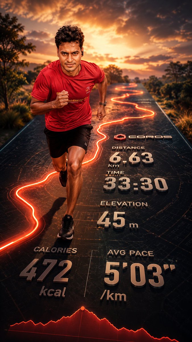 Shaktisingh_Vns's tweet photo. Every finish line begins with a single step. 🏃‍♂️

📍 6.63 KM
⏱️ 33:30
⚡ Pace: 5:03/km
🔥 472 kcal

Consistency beats excuses. One run at a time, one goal at a time. 💪

#Running #Coros #Fitness #MorningRun #RunMotivation #RunnerLife https://t.co/SoDisBrlPz